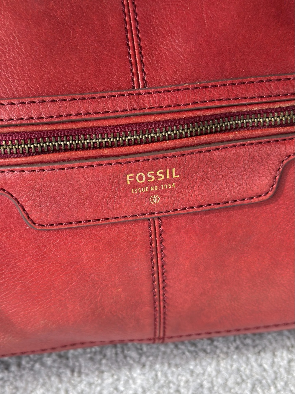 Fossil Red Leather Double-Handle Satchel - Picture 3 of 11